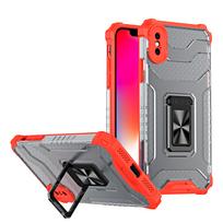 Krištolinė žiedo dėklas su stoveliu, tvirtas ir atsparus dėklas iPhone XS Max raudonas