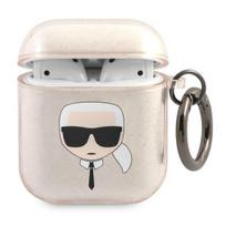 Karl Lagerfeld Blizgus Karl‘s Galvos Dėklas AirPods 1/2 - Auksinis