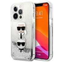 Karl Lagerfeld Skystas Blizgis Karl&Choupette Dėklas iPhone 13 Pro / iPhone 13 - sidabrinis