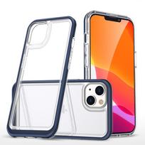 Skaidrus 3in1 dėklas iPhone 13 mini su geliniu apvalkalu ir mėlynu rėmeliu