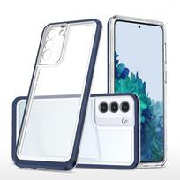 Aiškus 3in1 dėklas Samsung Galaxy S22 + (S22 Plus) rėmas gelinis dangtelis mėlynas