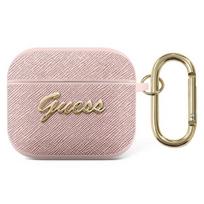 Guess GUA3SASMP AirPods 3 dėklas rožinė/rožinė Saffiano Script Metal kolekcija