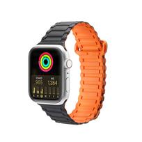 Dux Ducis Dirželis (Armor Versija) Apple Watch SE Dirželis, 9, 8, 7, 6, 5, 4, 3, 2, 1 (41, 40, 38 mm) Silikoninis Magnetinis Diržas Juodas/Oranžinis