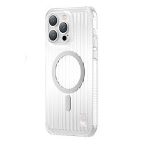 Kingxbar PQY Go Out serijos magnetinis dėklas iPhone 14 Plus MagSafe sidabrinis