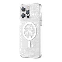 Kingxbar PQY Geek serijos magnetinis dėklas iPhone 14 Plus MagSafe sidabrinis