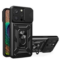 Hibridinė Armor Camshield dėklas iPhone 14 Pro Max su kamera apsauga juoda