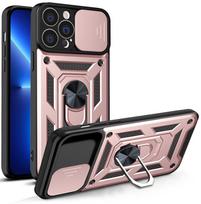 Hibridinė Armor Camshield dėklas iPhone 13 Pro su fotoaparato dangteliu rožinės spalvos