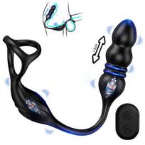 Varpos žiedas, tarpvietės vibratorius ir teleskopinis analinis vibratorius su nuotolinio valdymo pultu LIVMAN MMA-061