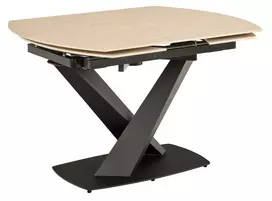 Morella dining table, Top ceramic sand Marona, Base steel matt black, 120/180x90x77 cm