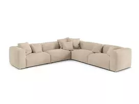 Velvet Symmetrical Modular Corner Sofa, "Martina", 5 Seats, 312x312x75, Light Beige