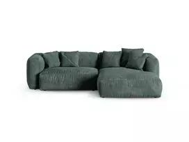 Velvet Modular Right Corner Sofa, "Martina", 2 Seats, 280x176x75, Petrol