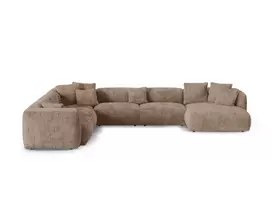 Modular Left Corner Sofa, "Martina", 6 Seats, 420x330x75, Acorn