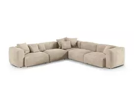 Velvet Symmetrical Modular Corner Sofa, "Martina", 5 Seats, 330x330x75, Light Beige