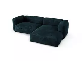 Velvet Modular Right Corner Sofa, "Martina", 2 Seats, 280x176x75, Deep Petrol