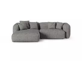 Boucle Modular Left Corner Sofa, "Martina", 2 Seats, 280x176x75, Graphite