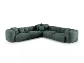 Velvet Symmetrical Modular Corner Sofa, "Martina", 5 Seats, 330x330x75, Petrol