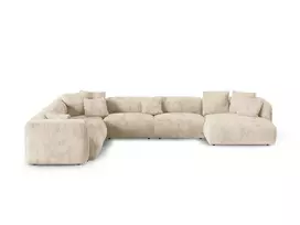 Modular Left Corner Sofa, "Martina", 6 Seats, 420x330x75, Light Beige
