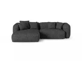 Boucle Modular Left Corner Sofa, "Martina", 2 Seats, 280x176x75, Anthracite