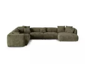 Modular Left Corner Sofa, "Martina", 6 Seats, 420x330x75, Moss Green