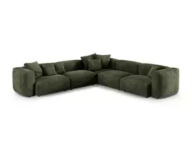Velvet Symmetrical Modular Corner Sofa, "Martina", 5 Seats, 330x330x75, Green