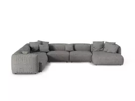 Boucle Modular Left Corner Sofa, "Martina", 6 Seats, 420x330x75, Graphite