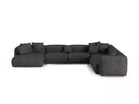 Boucle Modular Right Corner Sofa, "Martina", 6 Seats, 420x330x75, Anthracite