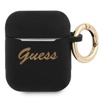Guess GUA2SSSK AirPods apsauginis dėklas juodas/juodas Silikoninis Vintage Raštas