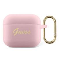 Guess GUA3SSSI AirPods 3 dėklas rožinis/rožinis Silikoninis Vintage Script