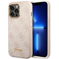 Guess 4G Vintage Gold Logo dėklas iPhone 14 Pro - rožinis