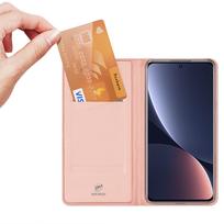 Dux Ducis Skin Pro dėklas Xiaomi 13 Pro Flip Kortelių Piniginė Stovas Rožinė