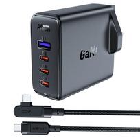 Greitas įkroviklis GaN JK 100W Power Delivery 3x USB C 1x USB - juodas