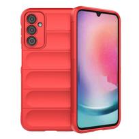 Magijos apsaugos dėklas Samsung Galaxy A24 4G lanksčiam armuotam dangčiui raudoname