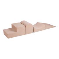 Kreminės spalvos iš aksomo putų žaidimų aikštelė 4 vnt. aukštis 30 cm 45x193 cm Montessori – Meowbaby