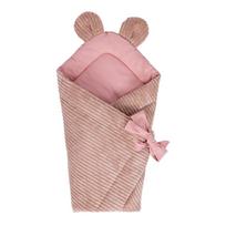 Rožinės spalvos iš kordinio velveto kūdikio vystyklas 35x65 cm – Meowbaby