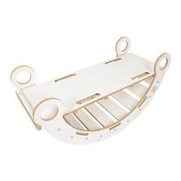 Baltos spalvos iš pušies masyvo supamoji lenta 39x75x38 cm Montessori – Meowbaby