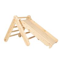 Natūralios spalvos laipiojimo trikampis iš pušies masyvo 46x87x60 cm Montessori – Meowbaby