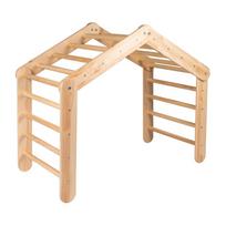 Natūralios spalvos laipiojimo trikampis iš pušies masyvo 112x61x94 cm Montessori – Meowbaby
