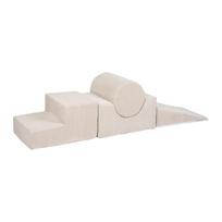 Kreminės spalvos iš velveto putų žaidimų aikštelė 4 vnt. aukštis 30 cm 45x170 cm Montessori – Meowbaby