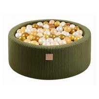 Khaki spalvos iš velveto pripučiamų kamuoliukų baseinas 90x90x30 cm Montessori – Meowbaby