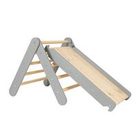 Pilkos spalvos laipiojimo trikampis iš pušies masyvo 46x87x60 cm Montessori – Meowbaby