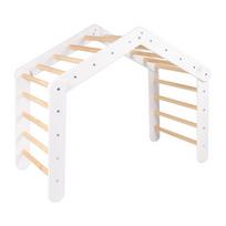 Baltos spalvos laipiojimo trikampis iš pušies masyvo 61x112x94 cm Montessori – Meowbaby