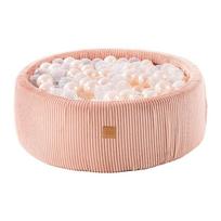 Rožinės spalvos iš velveto pripučiamų kamuoliukų baseinas ø 90x30 cm Montessori – Meowbaby