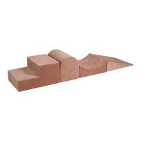 Smėlio spalvos iš aksomo putų žaidimų aikštelė 4 vnt. aukštis 30 cm 45x193 cm Montessori – Meowbaby