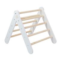 Baltos spalvos laipiojimo trikampis iš pušies masyvo 60x60x60 cm Montessori – Meowbaby