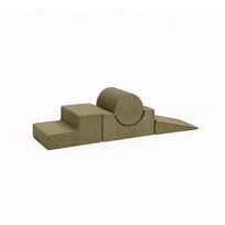 Khaki spalvos iš velveto putų žaidimų aikštelė 4 vnt. aukštis 30 cm 45x170 cm Montessori – Meowbaby
