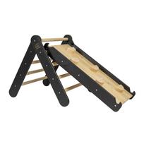 Juodos spalvos laipiojimo trikampis iš pušies masyvo 46x87x60 cm Montessori – Meowbaby