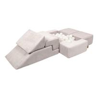Kreminės spalvos iš velveto putų žaidimų aikštelė 6 vnt. aukštis 40 cm 100x35 cm Montessori – Meowbaby