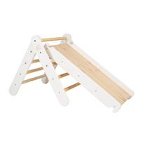 Baltos spalvos laipiojimo trikampis iš pušies masyvo 46x87x60 cm Montessori – Meowbaby