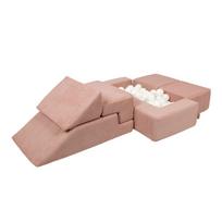 Rožinės spalvos iš velveto putų žaidimų aikštelė 6 vnt. aukštis 40 cm 100x35 cm Montessori – Meowbaby