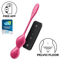 Satisfyer Love Birds 2 - programėle valdomas vibruojantis geišos kamuoliukas (rožinis)